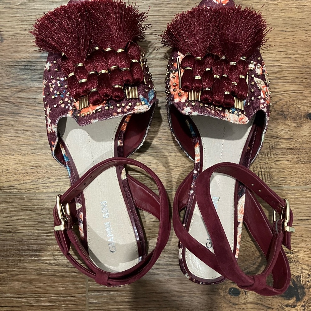 Gianni Bini Red Flats with Studded Ankle Straps
